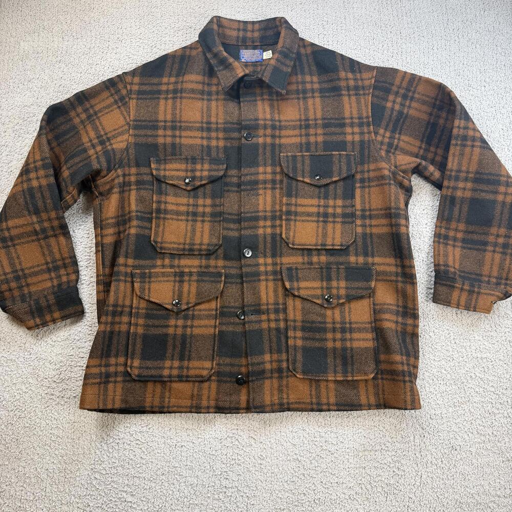 Men's Plaid Wool-Blend Work Jacket in Brown & Black